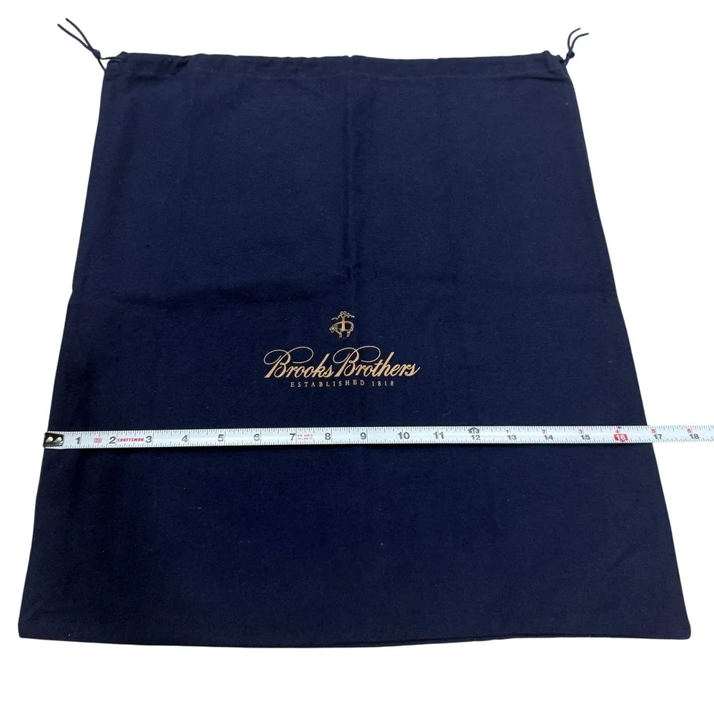 Brooks Brothers Navy Blue Drawstring Dust Bag Gold Logo 17 x 19 Storage Travel